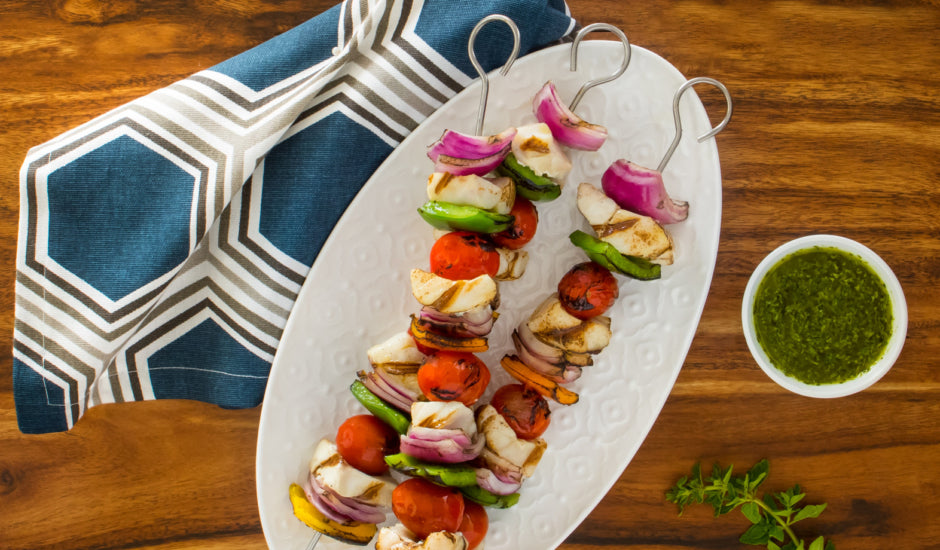 Grilled Alaska Rockfish Kebabs with Chimichurri Sauce